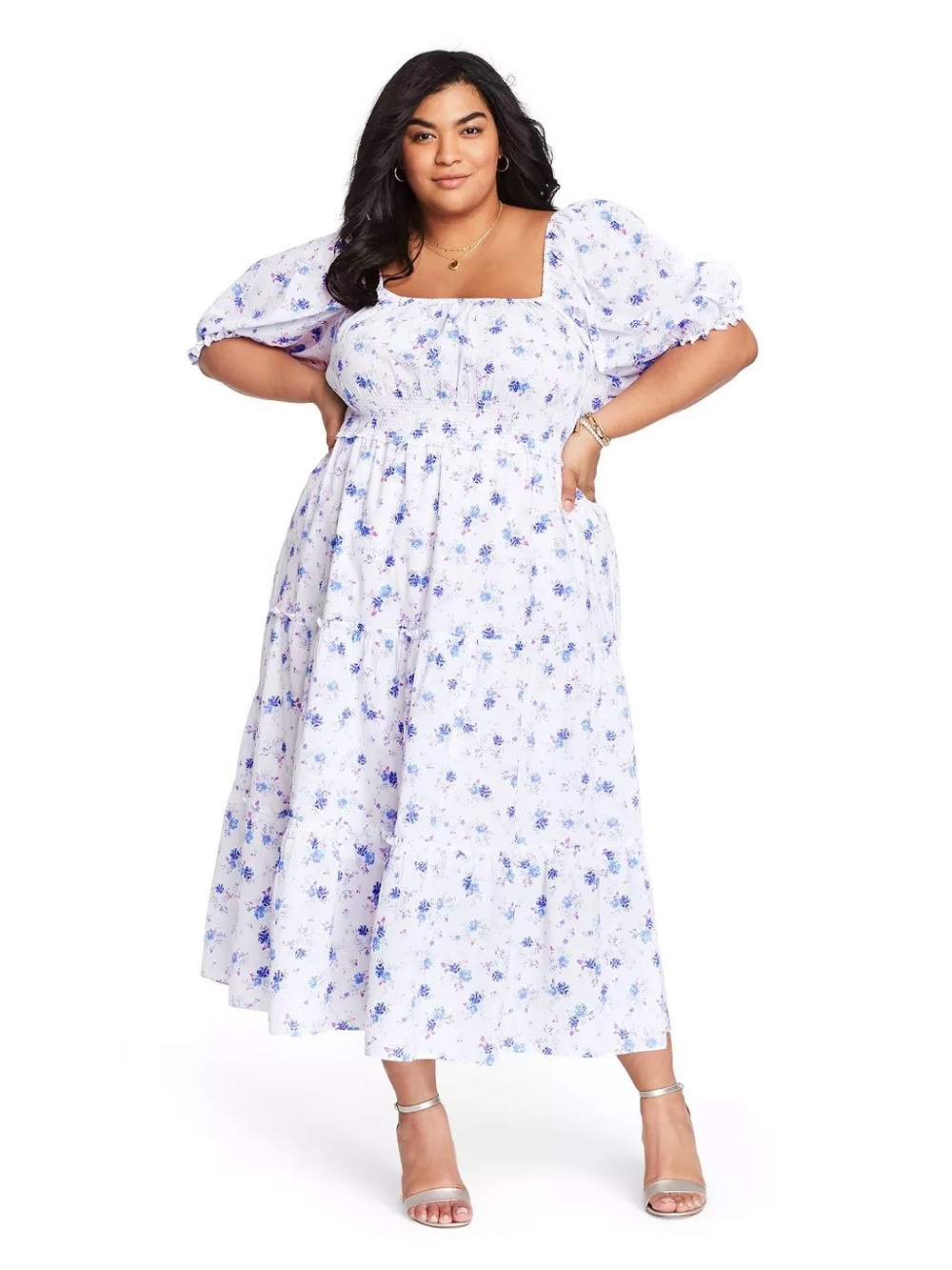 Love Shack Fancy x Target Gemma 100% Cotton Lavender Floral Puff Sleeve Dress